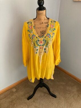 Johnny Was  Embroidered V-Neck Tunic Women Size 3X